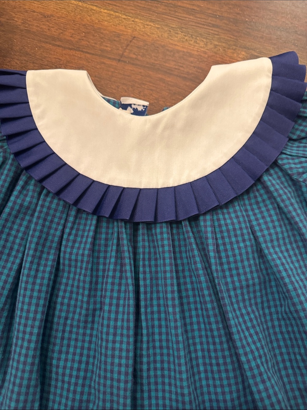 Mondays child vintage 90s Girls Navy & Blush Pleated Collar Dress Top